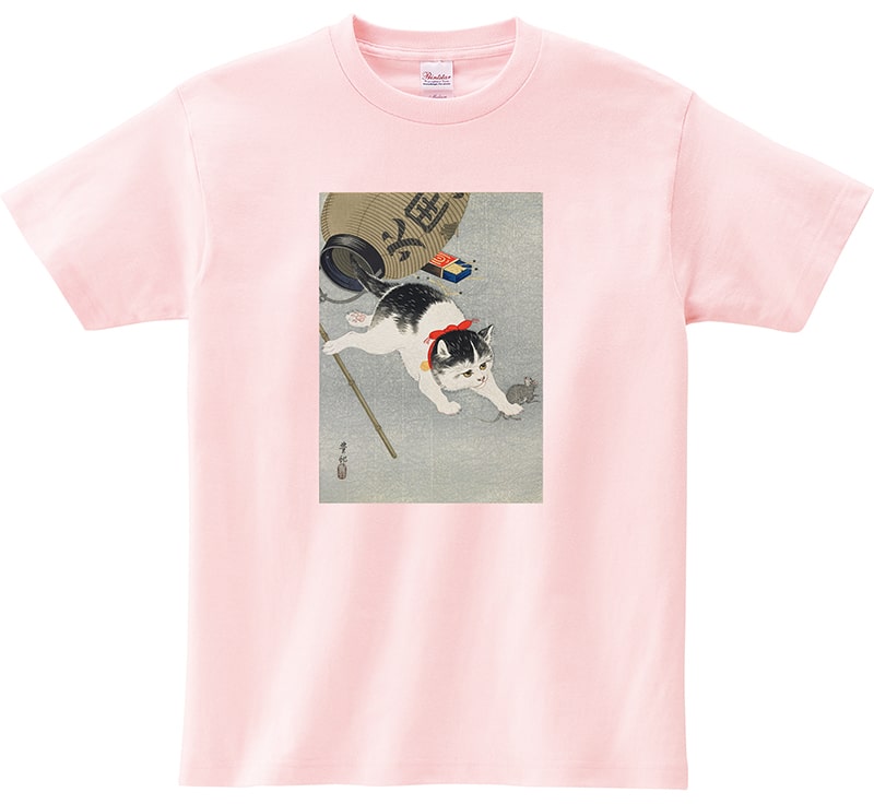 [T-shirt]Cat painting T-shirt “Cat and Lantern” Koson Ohara 26