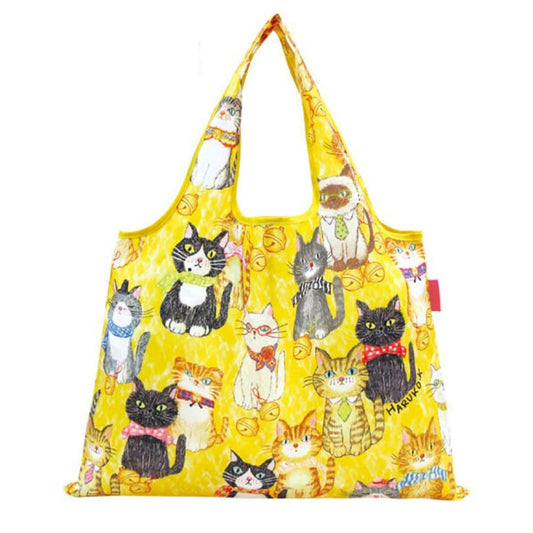 [Eco bag]  Folding eco bag Once the cats line up [designed by Haruko Kitamura] DESIGNERS JAPAN