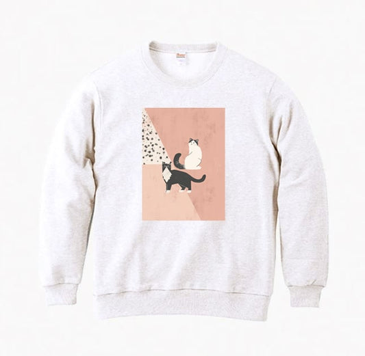 [Sweatshirt]  Cats Collection （two cats pink）｜8.4oz