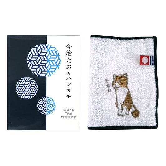[Accessories][Nekokazoku Original] Embroidered Half Handkerchief Red Tabby (Summer Cut) 100% Cotton Imabari Towel Handkerchief
