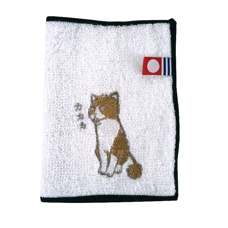 [Accessories][Nekokazoku Original] Embroidered Half Handkerchief Red Tabby (Summer Cut) 100% Cotton Imabari Towel Handkerchief