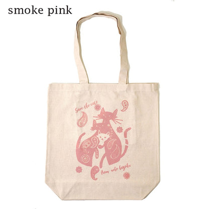 [Bag][Nekokazoku Original] Tote bag cat parent and child (designed by Rei Kashide) navy/light pink/smoke pink